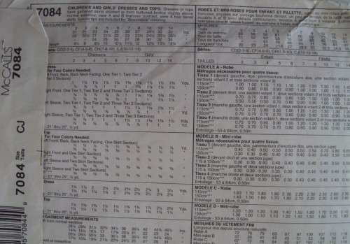 Girl's Dress & tops McCall's 7084 Age 10-12-14 years **COMPLETE & Checked 90's Vintage