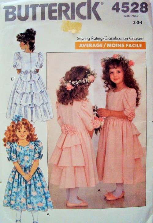 Flower-girl Dress 80's Vintage Butterick 4528 Ages 2-3-4 yrs **Complete + checked