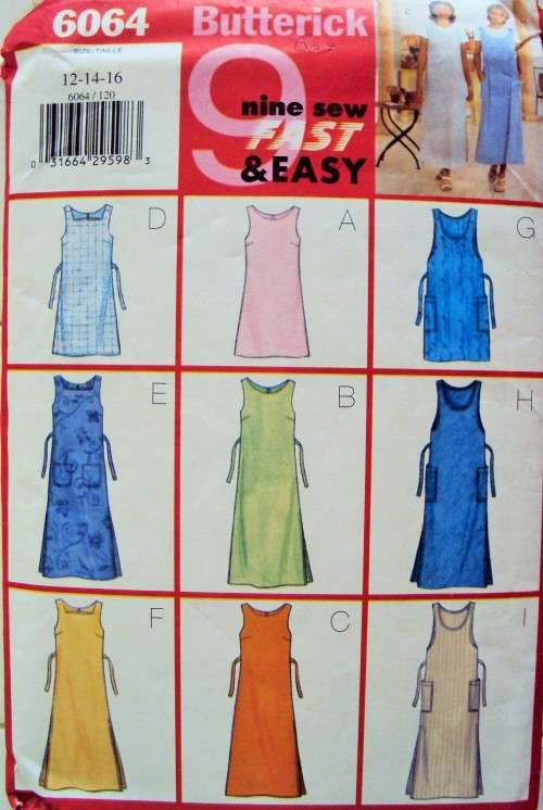 EASY loose fit dress or jumper 9 sew Fast Butterick 6064 Size 12-14-16 ***COMPLETE & checked