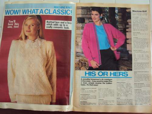 Collection vintage Machine knitting patterns from old mags pasted in file over 100 patterns!!!