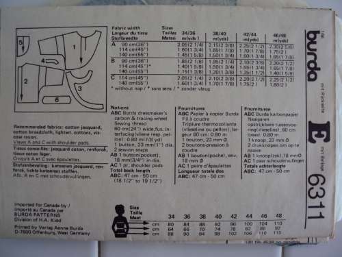 Super-easy cool funky top BURDA 6311 Size 8-40