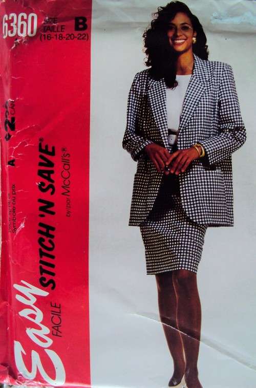 **SALE**Unlined Jacket Top & skirt McCall's 6360 EASY Size 16-22 Uncut Factory/fold 90's Vintage