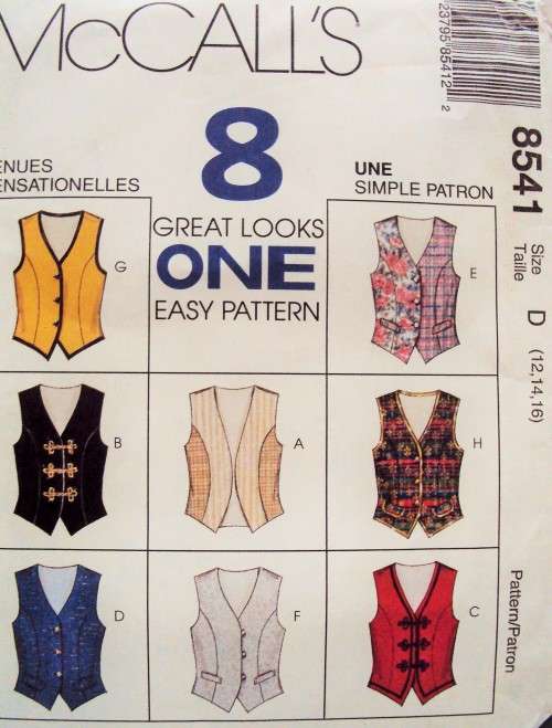Ladies lined vest McCall's 8541 Size 12-14-16 Uncut Factory fold VGC