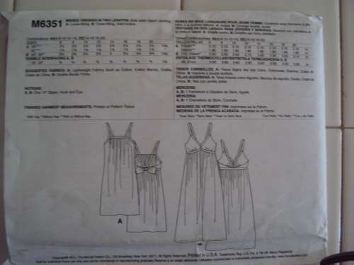 PINK RIBBON Sizzling Summer strappy Dress McCall's M6351 Size 14-20 **Uncut factoryFVGC