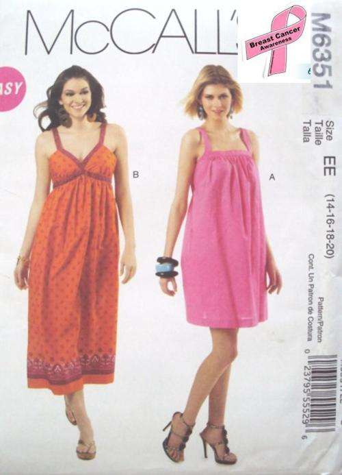 PINK RIBBON Sizzling Summer strappy Dress McCall's M6351 Size 14-20 **Uncut factoryFVGC