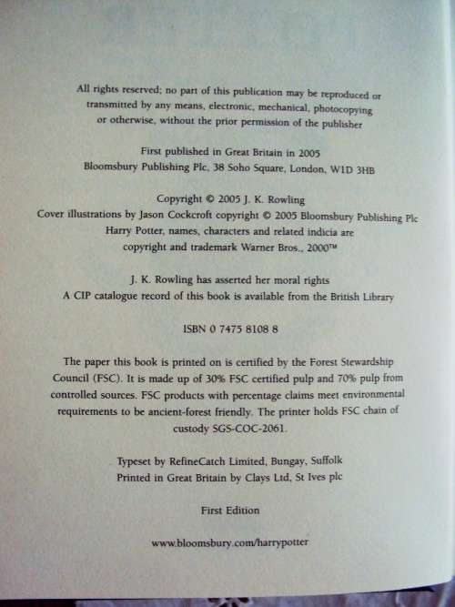 1st Edition Harry Potter & the Half-Blood Prince J.K. Rowling  hard cover with dust jkt - VGC clean,