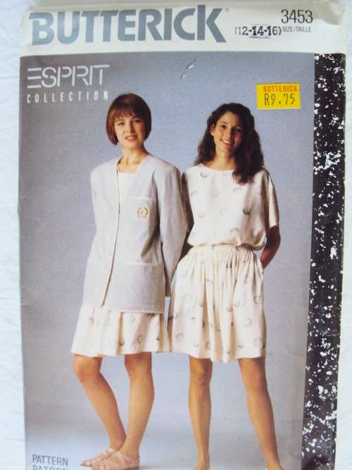 ESPRIT Jacket, skirt, top BUTTERICK 3453 Size 12-14-16 **UNCUT 80's VINTAGE