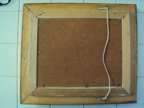 Original painting signed by B. Hall on hard board in ornate vintage frame Good Cond