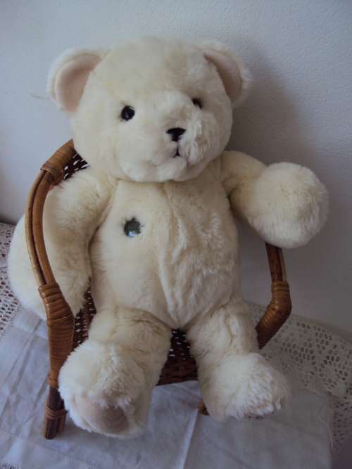 My First Harrod's Teddy with chest button 100% cuddle soft 36cm tall  preloved **good clean cond
