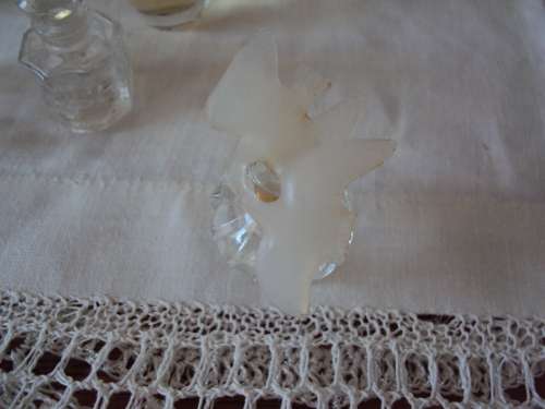 Job Lot 6 x miniature glass perfume bottles (empty) one is L'Air du Temps Kissing doves