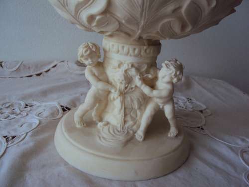 Italian style detailed Mini Bird Bath with cherubs and removable birds (resin) Vintage  19.5cm High