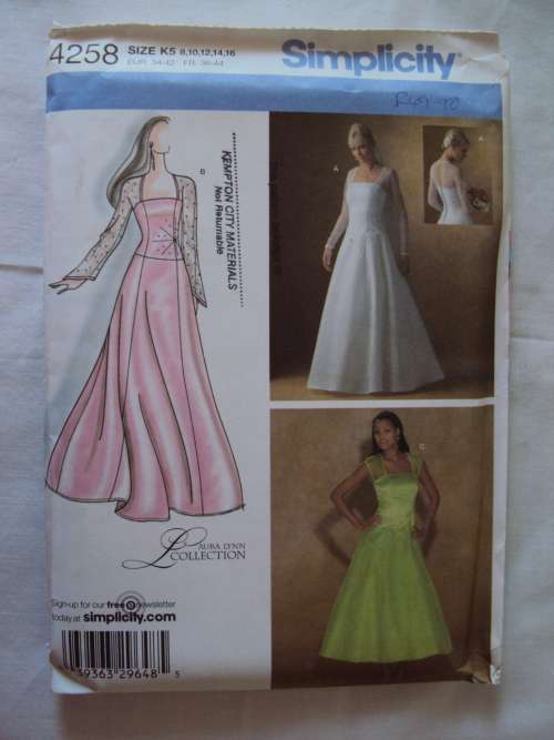 Laura Lynn Collection evening dresses 2 lengths Simplicity 4258 Size 8-16  **Uncut & unused,