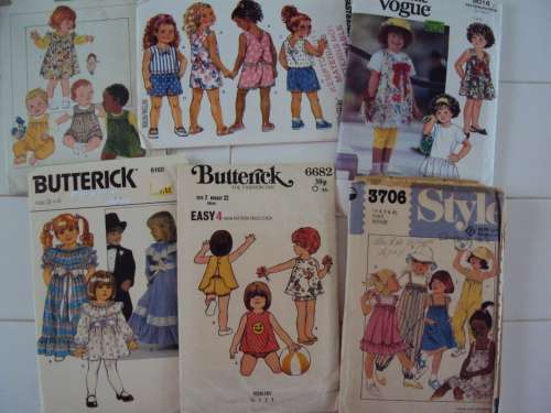 Job Lot "BB" of 9x Toddler kids sewing patterns (cut, not checked) -
