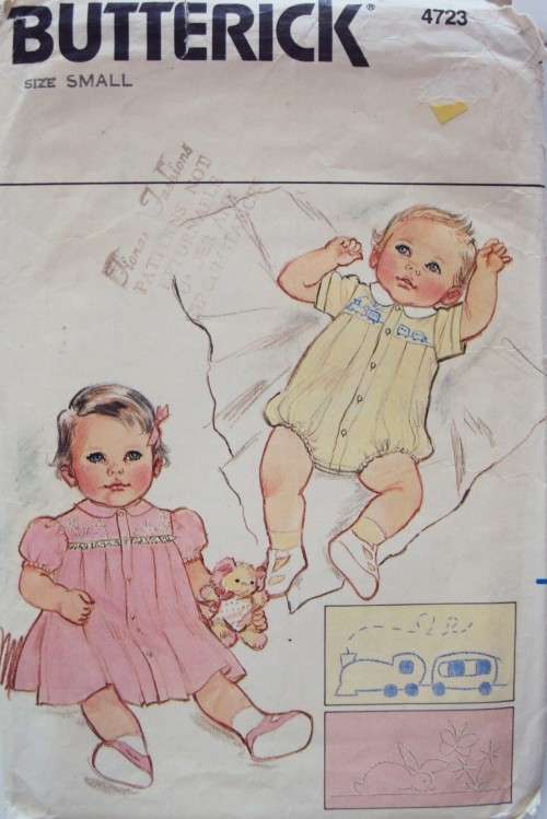 Baby Romper, dress pantie Butterick 4723 Size Sml  (not checked)