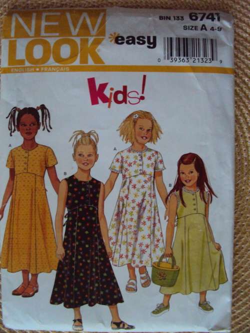EASY Girl's dresses NEW LOOK 6741 Size 4-9yrs pattern is cut, not checked