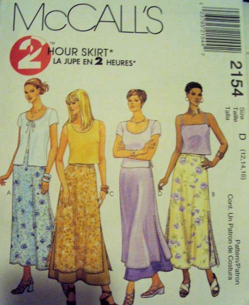 2 Hour Skirt with overskirt McCall's 2154 Size 12-16  **Unused & Uncut VGC