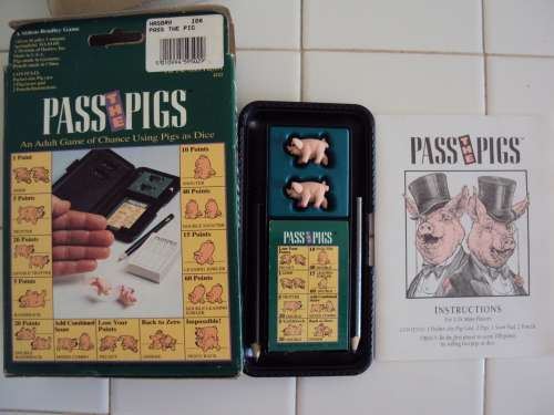 Vintage Hasbro PASS THE PIGS adult game using pigs as dice with pocket case - Adults