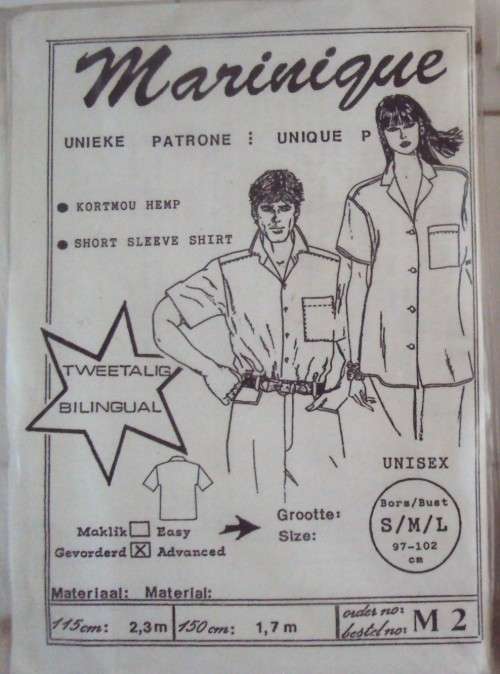 Marinique unique pattern M2 Unisex short sleeve shirt Size S-M-L 97-102cm Tweetalig