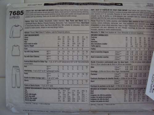 Boy's top, pants, shorts, vest Simplicity 7685  Size 5,6,7,8 yrs