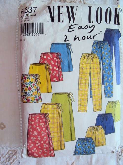 EASY 2 HOUR tie skirts & slacks NEW LOOK 6637 Size 8-18  * checked (only page 3 instructions o/s