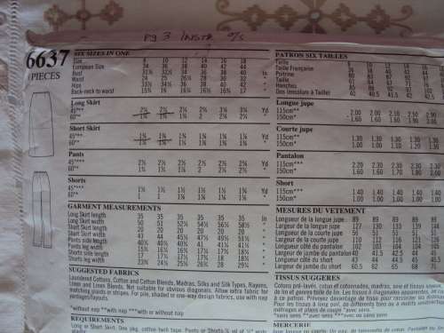 EASY 2 HOUR tie skirts & slacks NEW LOOK 6637 Size 8-18  * checked (only page 3 instructions o/s