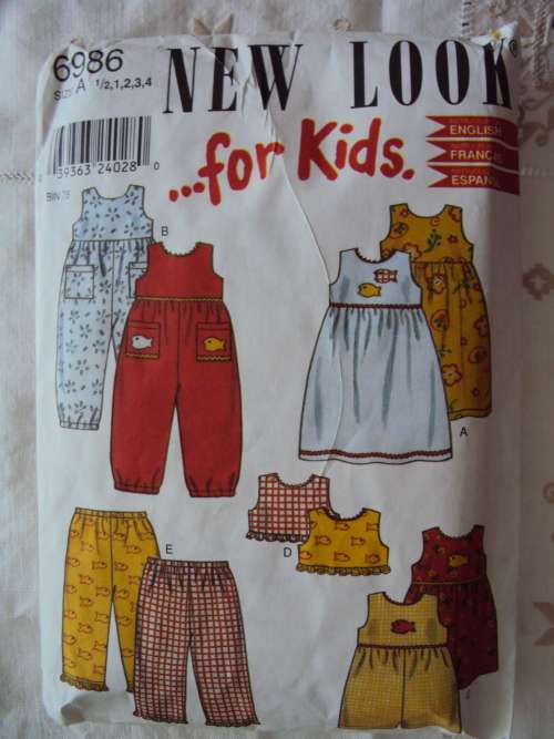 Toddler pull on Pants playsuit, jump suit & dress NEW LOOK 6986  Size 1/2+1+2+3+4 yrs  ***Complete &