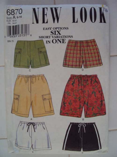 Easy Options Six shorts variations  NEW LOOK 6870 Size 6-16  **UNCUT * Unused  VGC