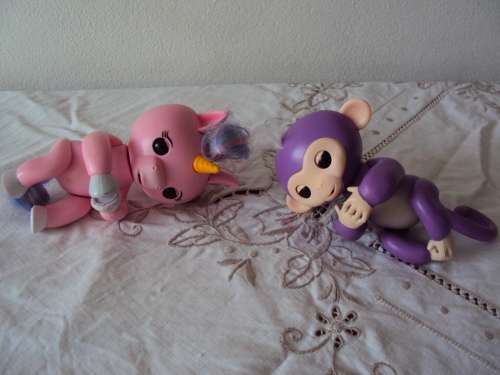 2 x hard plastic talking toys Unicorn (12cm) & monkey (12.7cm)good cond,