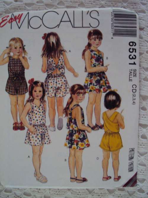 Cute2Cute girl's summer short set EASY McCall's 6531  Size Ages 2-4 yrs *Unused & uncut VGC