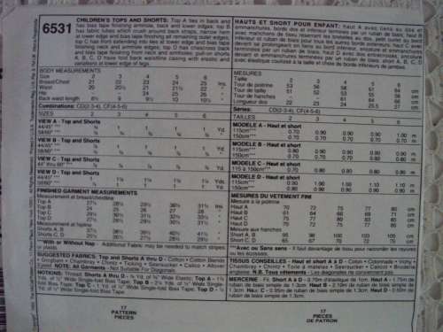Cute2Cute girl's summer short set EASY McCall's 6531  Size Ages 2-4 yrs *Unused & uncut VGC
