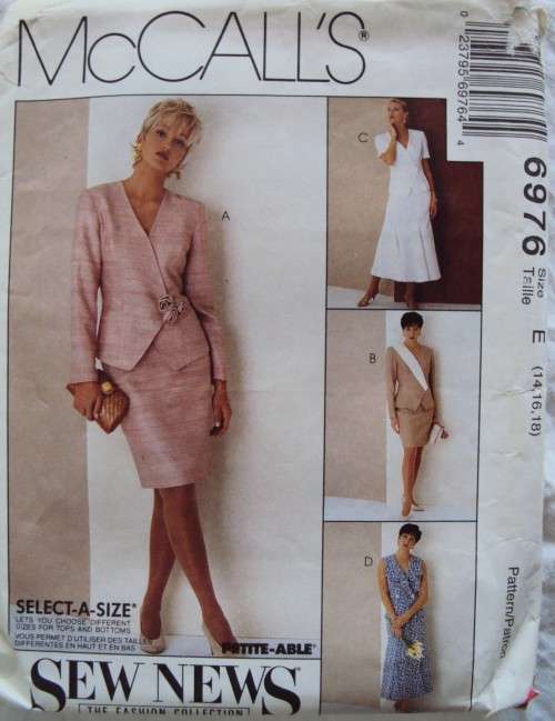 Unlined wrap jacket & skirt 2 lengths McCall's 6976 Size 14-18  ***Complete & checked