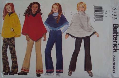 Girl's Poncho & pants Age 7-10yrs EASY Butterick 6733  **Complete & checked
