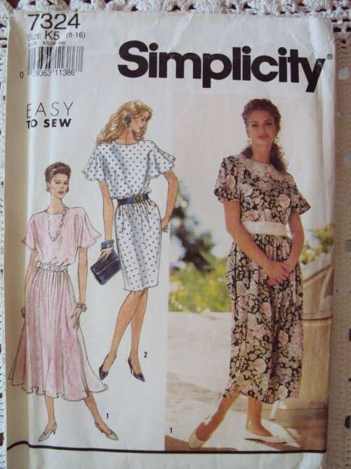 PRETTY WOMAN PULLOVER DRESS slim or flared skirt Size 8-16 Simplicity 7324 ***Complete & checked