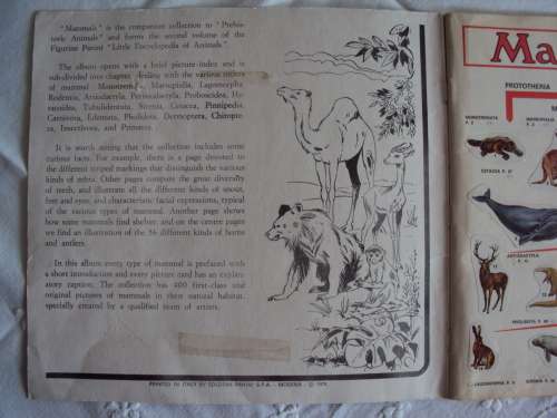MAMMALS 1978 Vintage Panini Sticker album Complete firmly bound soft cover booklet
