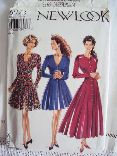 GORGEOUS DRESS NECK VARIATION 2 LENGTHS Size 8-18 NEW LOOK 6973 **Unused & Uncut