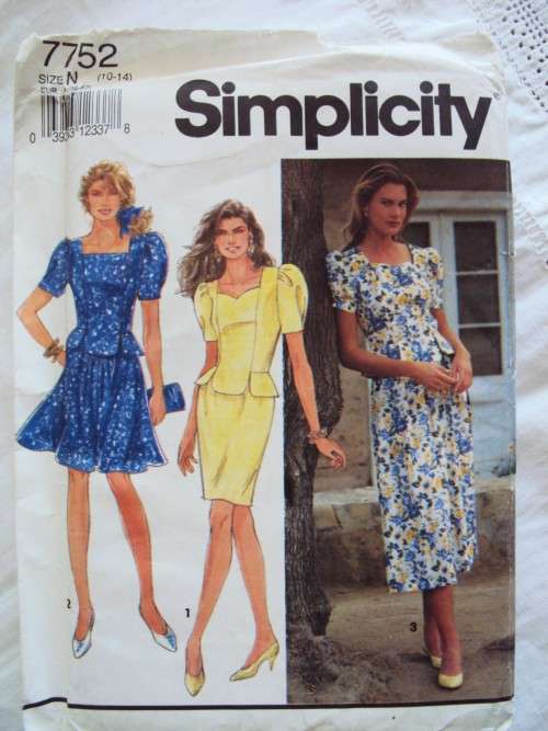FULL/SLIM SKIRT 2 LENGTHS BACK BUTTONED TOP Size 10-14 Simplicity 7752 **Unused & uncut