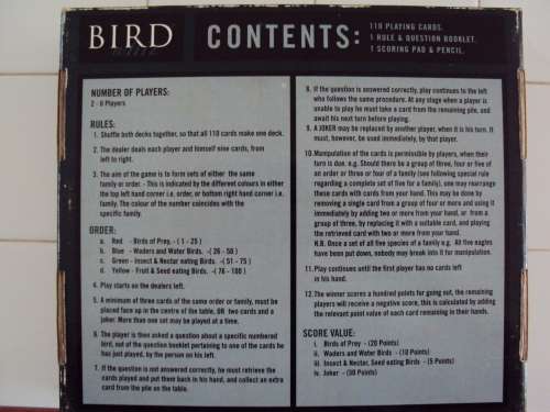 BIRD WHIZ by Sasol Educational card game for the whole family 2-6 players