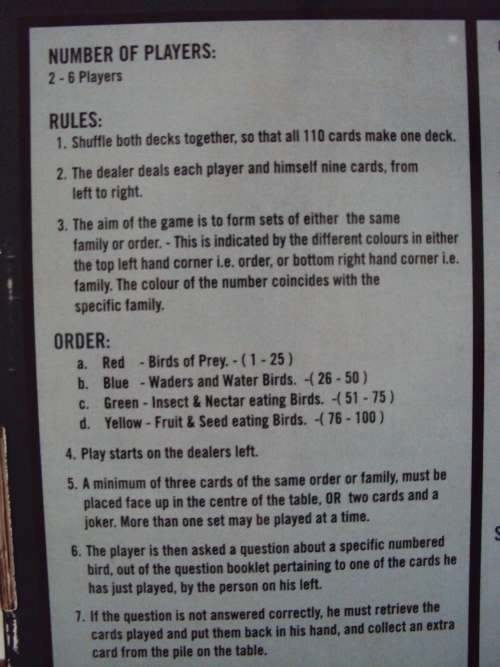 BIRD WHIZ by Sasol Educational card game for the whole family 2-6 players