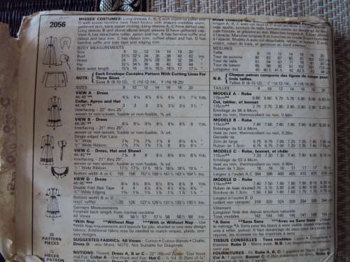 Ladies costume Dresses Size 16-20 *Uncut + Unused McCall's 2056 (env wear/tear) sewing pattern