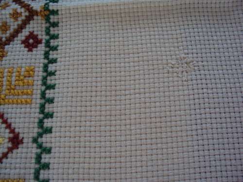 Hand embroidered 100% strong cotton Tablecloth with hand crochet edging  Size: 119 x 95cm