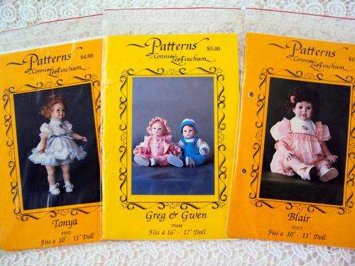 Lovely outfits to make for your dolls or bears, Bid per pattern to take all 3, uncut, vintage