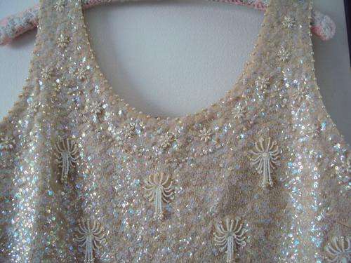 BEADED Ladies evening blouse (size 38 bust) - vintage & still good cond