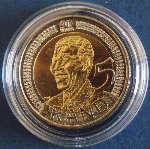 2008 MANDELA 90TH BIRTHDAY R5 COINS - SEALED IN CAPSULE