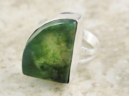 MARYKAY - NATURAL TROPICAL MOSS AGATE GEMSTONE COCKTAIL RING 8 - MADE IN INDIA