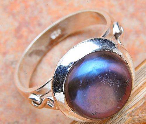 MARYKAY - LOVELY PEACOCK COLOURED PEARL SOLID STERLING SILVER DRESS RING