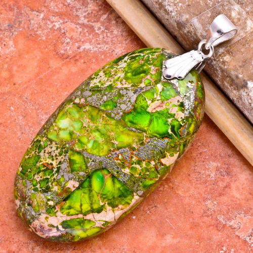 MARYKAY  - GREEN TURQUOISE AND COPPER GEMSTONE FOCAL PENDANT GEMSTONE BEAD