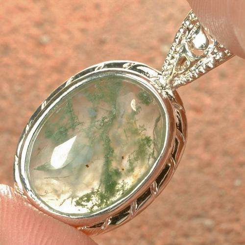 MARYKAY - NATURAL MOSS AGATE GEMSTONE PENDANT - CREATED IN INDIA