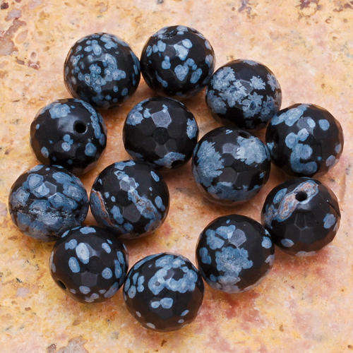 MARYKAY - NATURAL FACETED SNOW FLAKE OBSIDIAN GEMSTONE BEADS 10