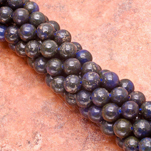 MARYKAY - GLAMOUROUS ROUND BLUE PYRITE IN LAPIS LAZULI NATURAL GEMSTONE BEADS - 8