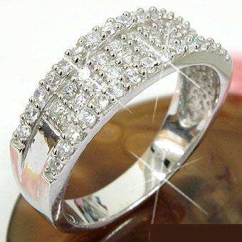 MARYKAY - MAGNIFICENT - DIAMOND RING PLATINUM PLATED OVER .925 STERLING SILVER